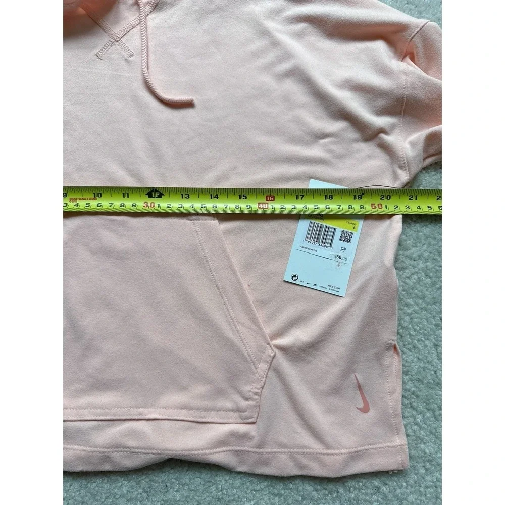 NWT Nike Yoga Hoodie Womens Jersey Cropped Long Sleeve Washed Coral Pink SIZE S